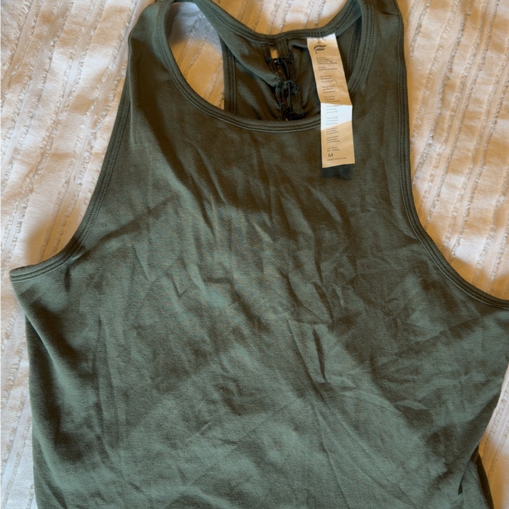 Fabletics Green Tank Top with Breathable Fabric NWOT crop fit